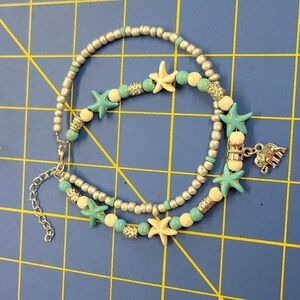 Faux Turquoise Sea Theme 9" Bracelet Beach Sea
